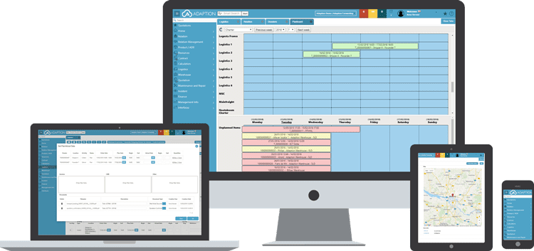 Het FMS Systeem van Adaption wat multi inzetbaar is voor alle devices. Onderdeel van de Adaption Logistics Clous Suite.