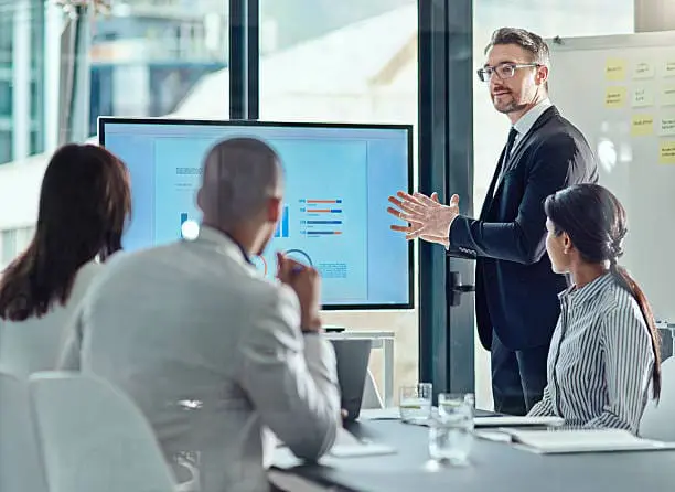 Shot of a businessman delivering a presentation in the boardroom